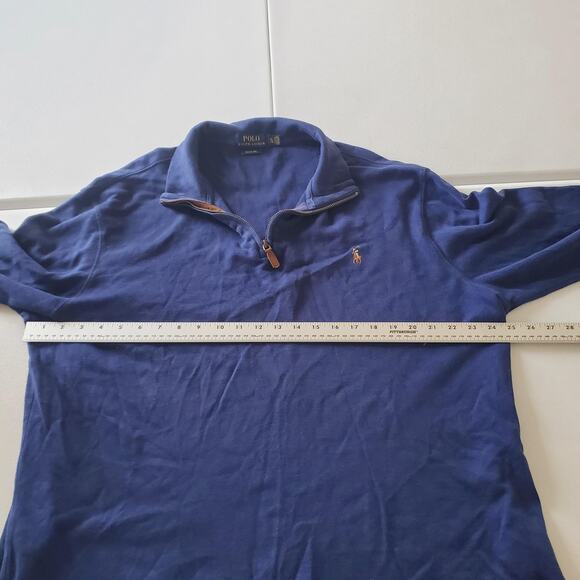 Polo Ralph Lauren Pullover Mens XL Blue Estate Rib Cotton Quarter Zip Sweater - Picture 6 of 8